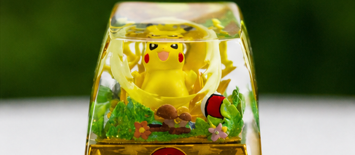 Pokemon miniature-scene resin artisan keycap banner