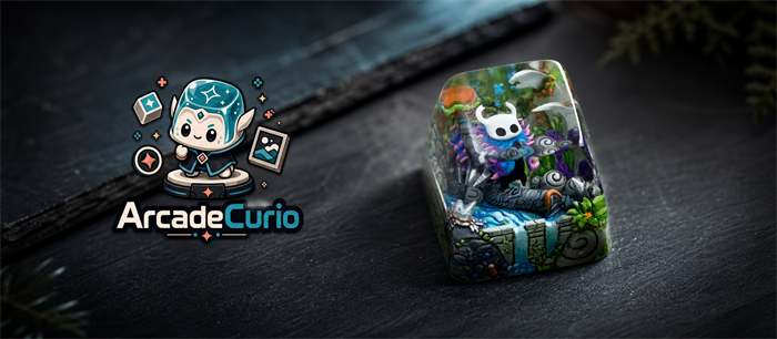 Arcade Curio branded Hollow Knight resin artisan keycap cover