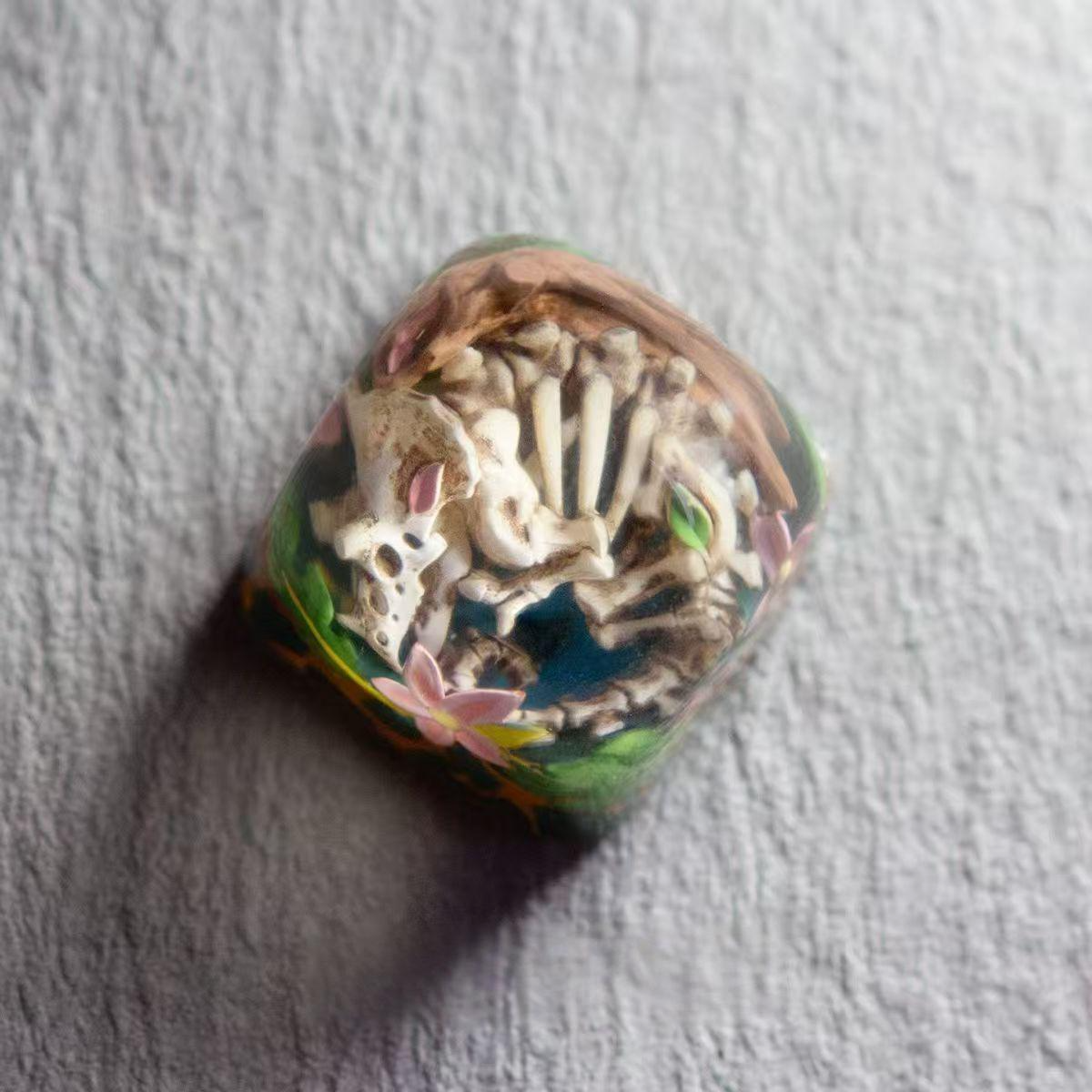 Triceratops Fossil Scene Resin Artisan Keycap