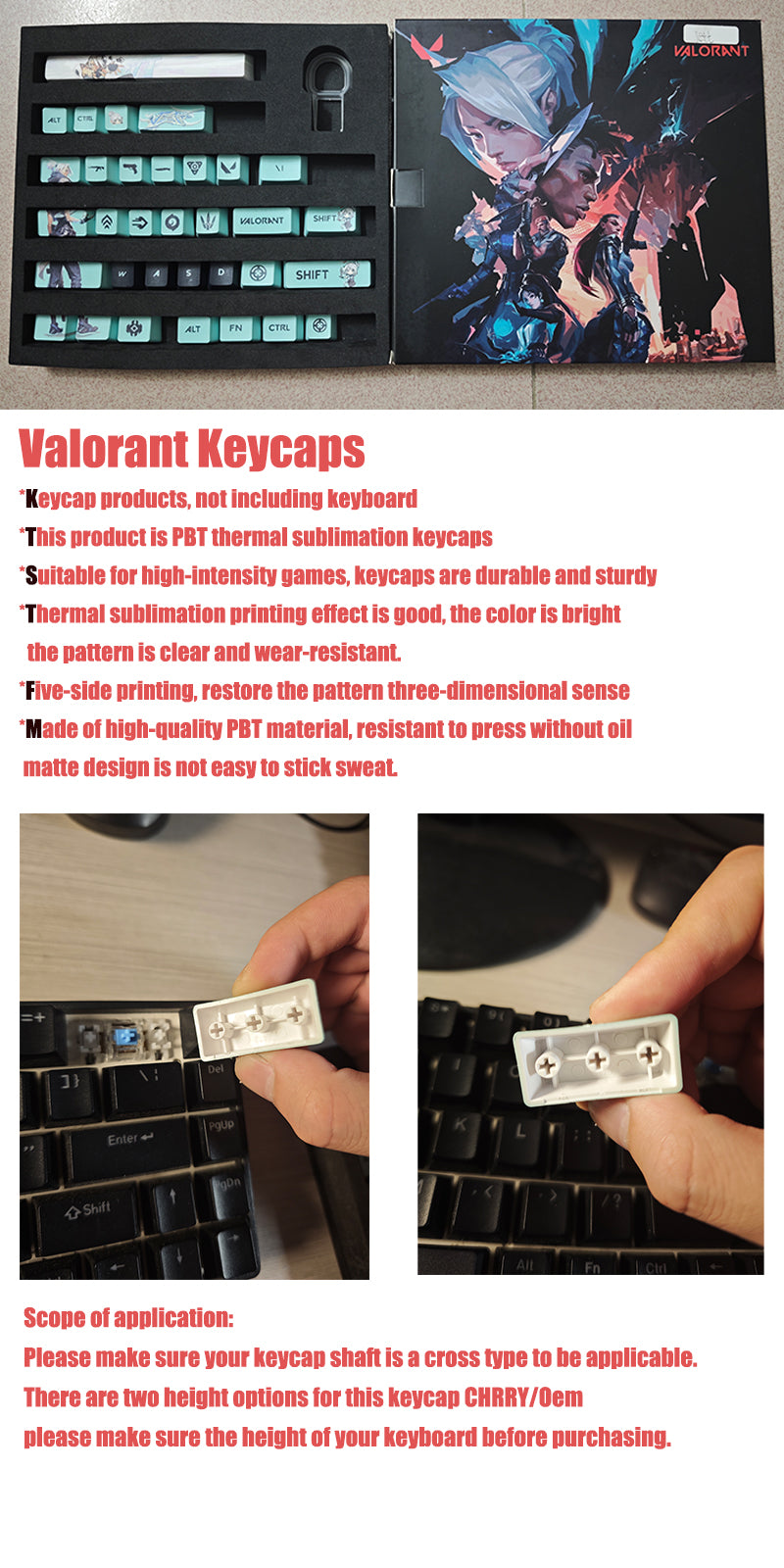 Valorant Agent Theme PBT Keycaps - 29-Key Set