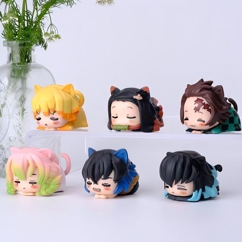 Demon Slayer-Inspired Cat-Ear Chibi Mini Figures