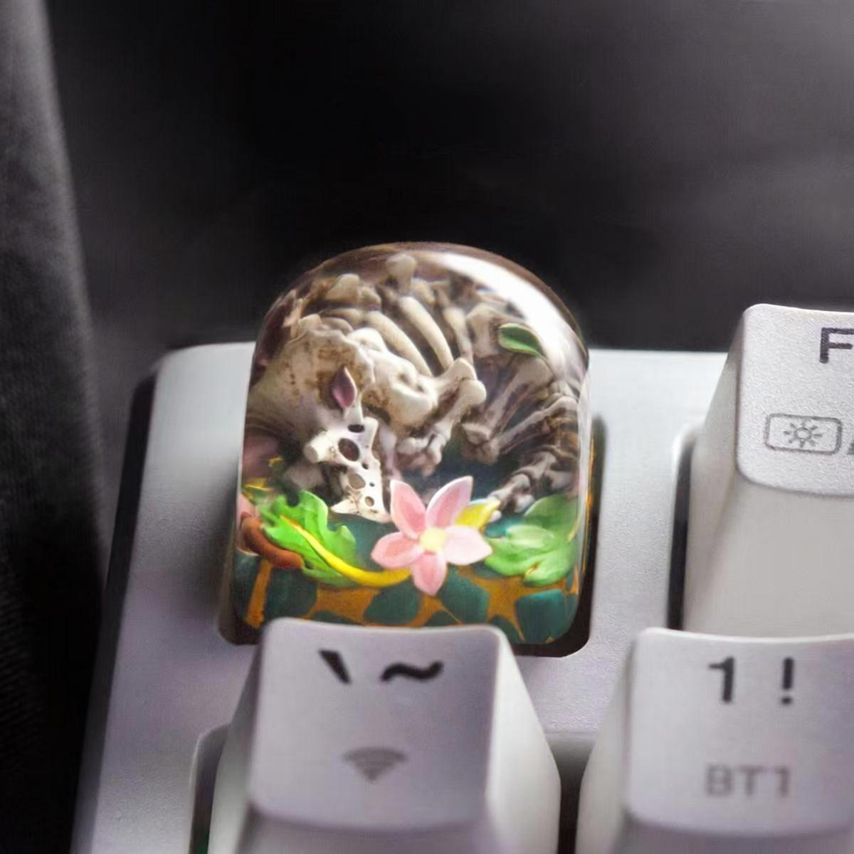 Triceratops Fossil Scene Resin Artisan Keycap