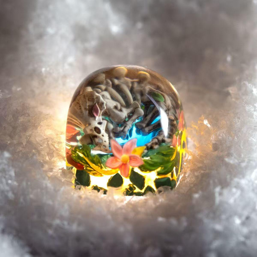 Triceratops Fossil Scene Resin Artisan Keycap
