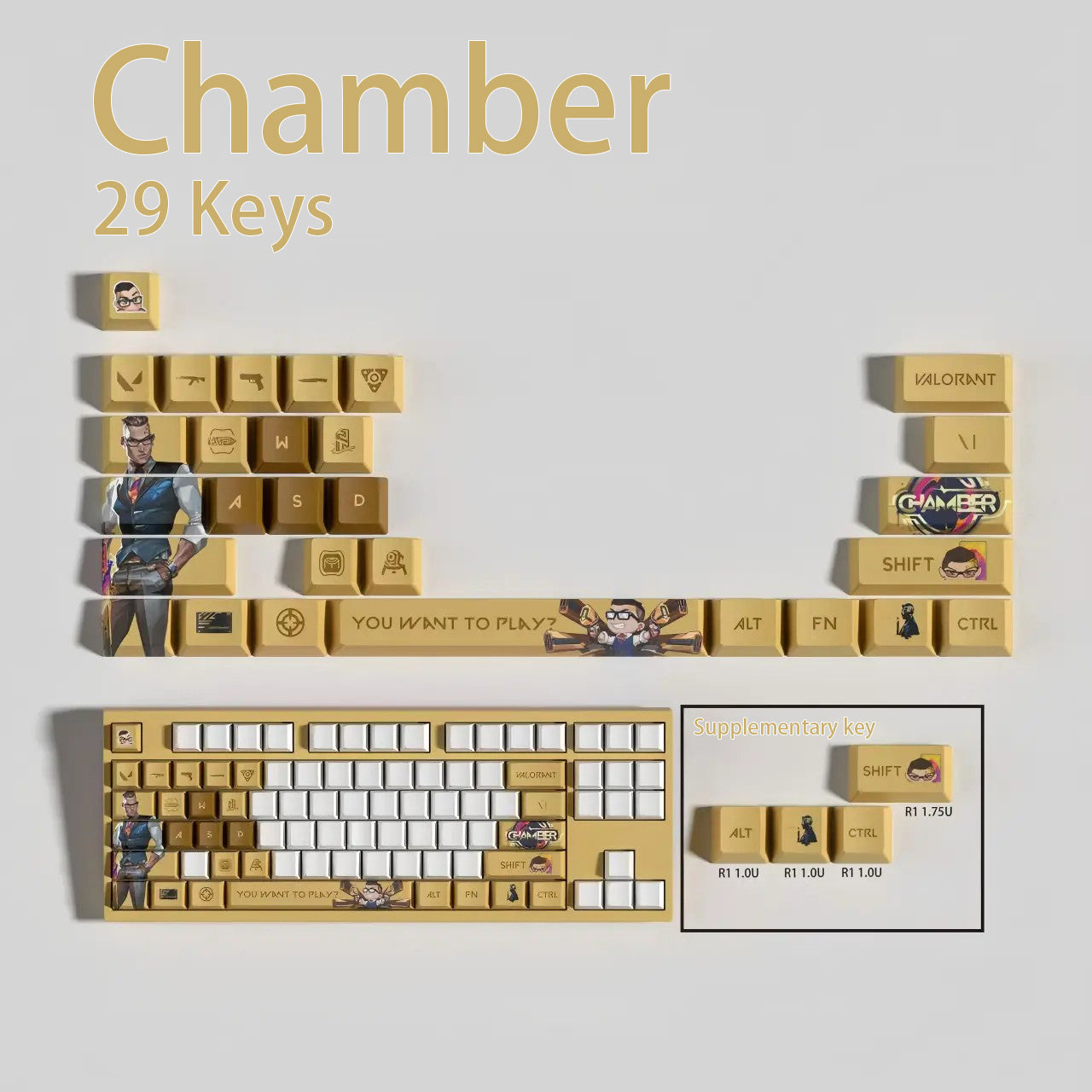 Valorant Agent Theme PBT Keycaps - 29-Key Set