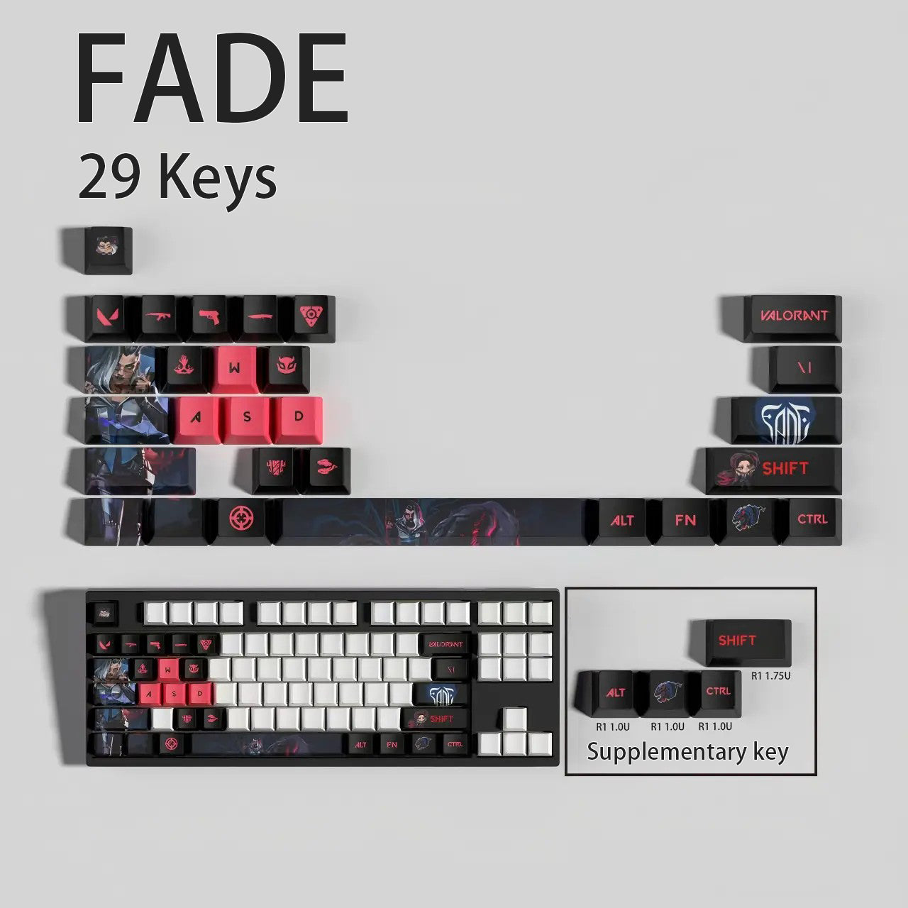 Valorant Agent Theme PBT Keycaps - 29-Key Set