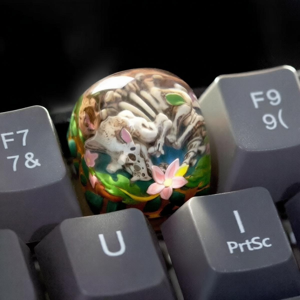 Triceratops Fossil Scene Resin Artisan Keycap