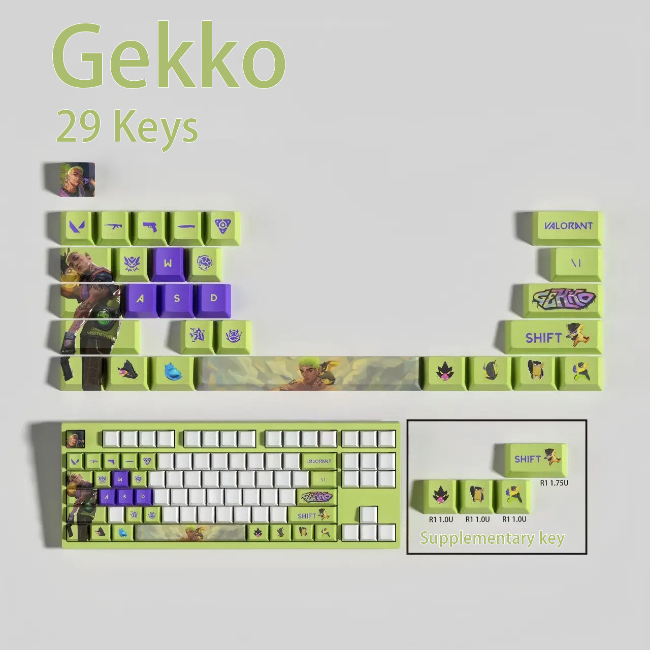 Valorant Agent Theme PBT Keycaps - 29-Key Set