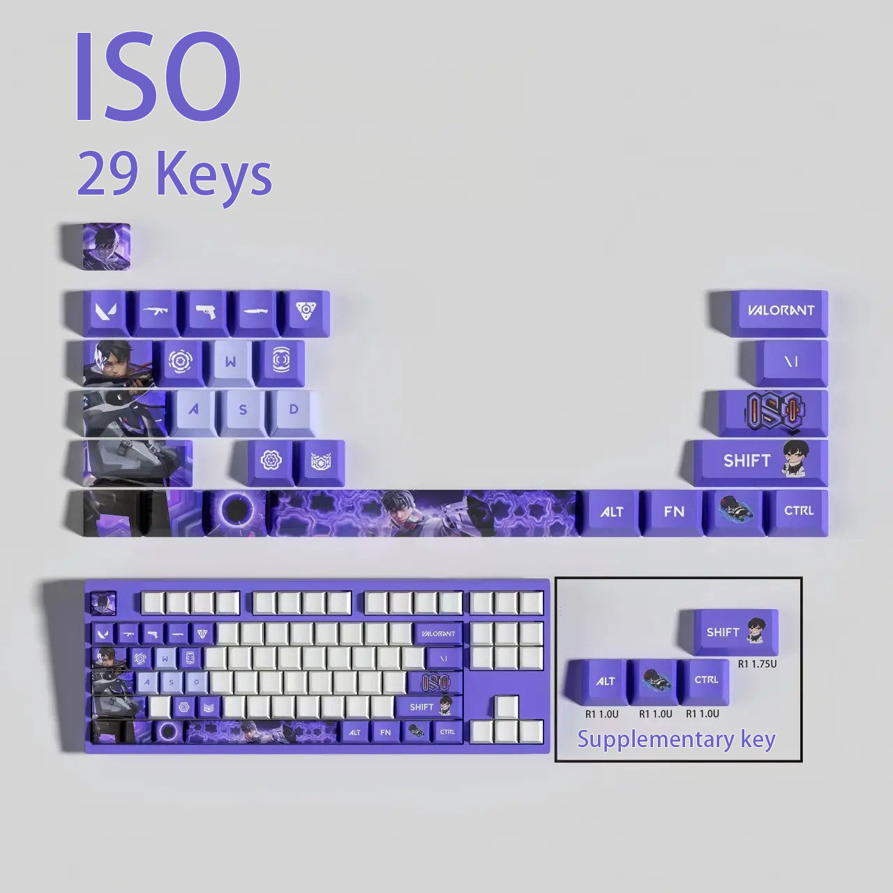 Valorant Agent Theme PBT Keycaps - 29-Key Set