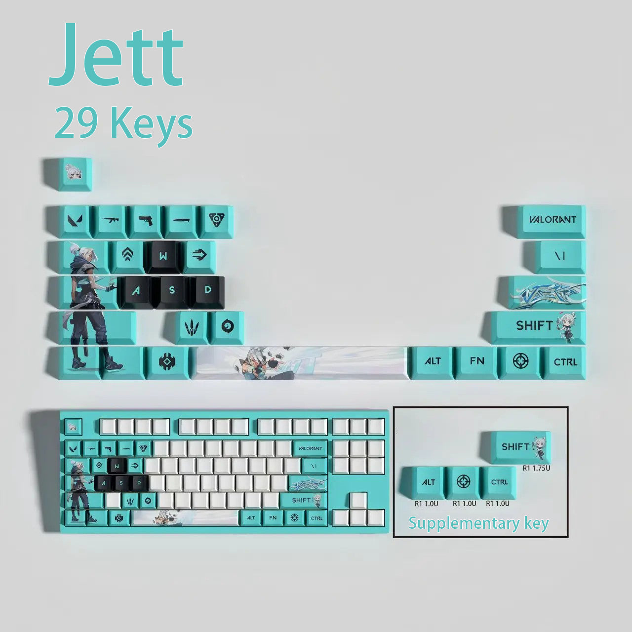 Valorant Agent Theme PBT Keycaps - 29-Key Set