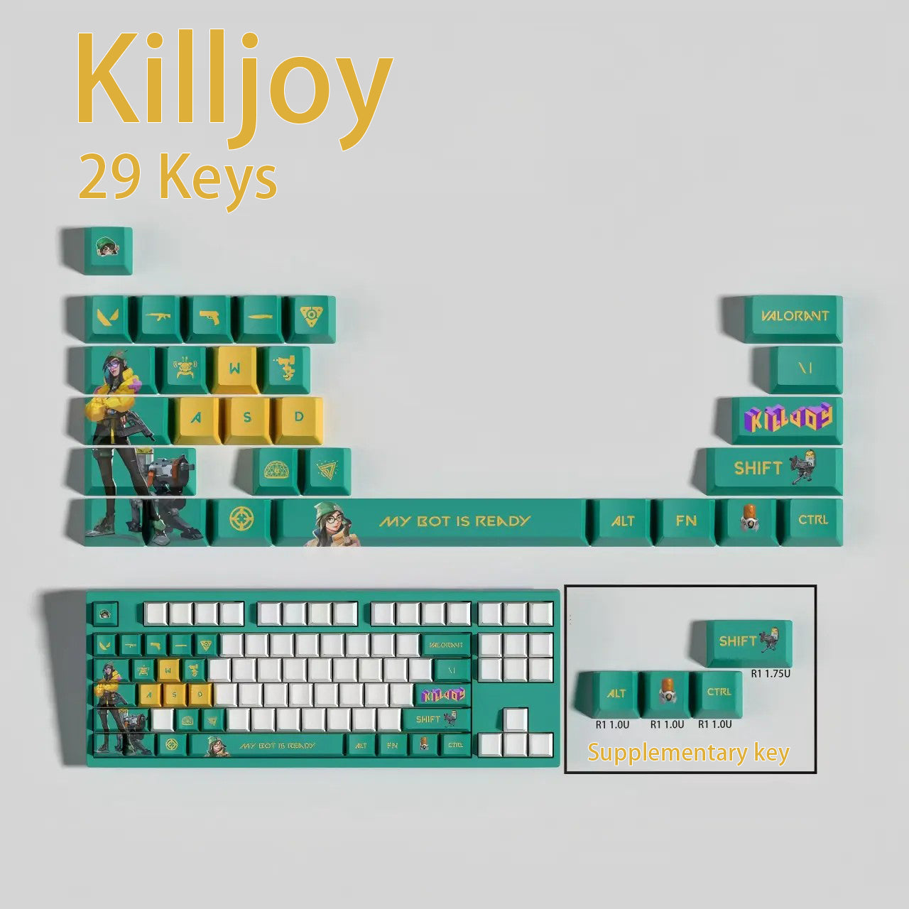 Valorant Agent Theme PBT Keycaps - 29-Key Set