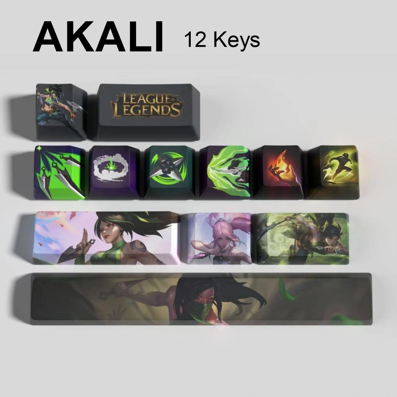 League of Legends Akali keycaps, 12-key custom keycap set.