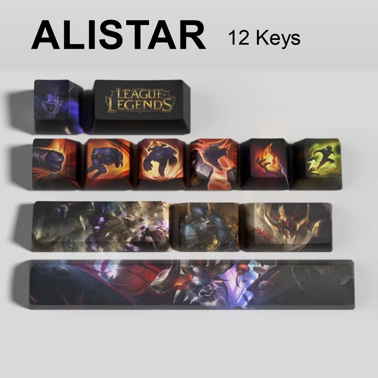 League of Legends Alistar keycaps, 12-key custom keycap set.