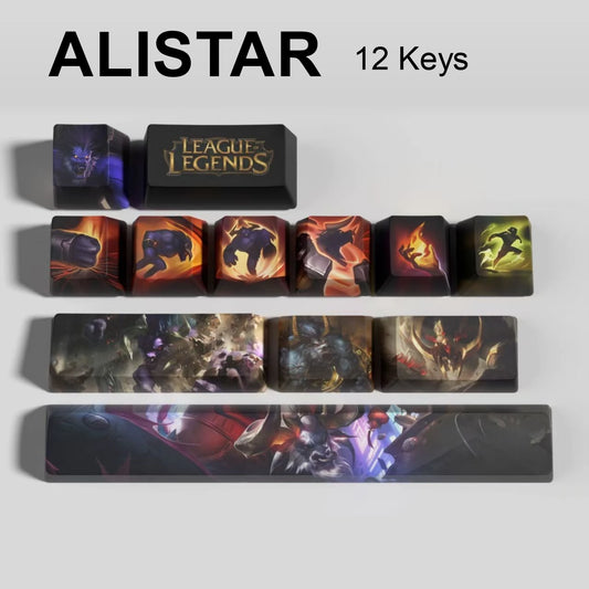 League of Legends Alistar keycaps, 12-key custom keycap set.