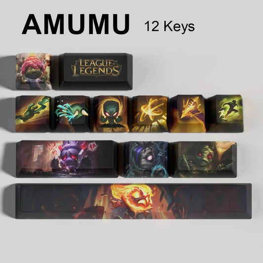 League of Legends Amumu keycaps, 12-key custom keycap set.