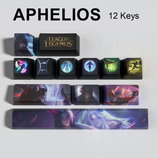 League of Legends Aphelios keycaps, 12-key custom keycap set.