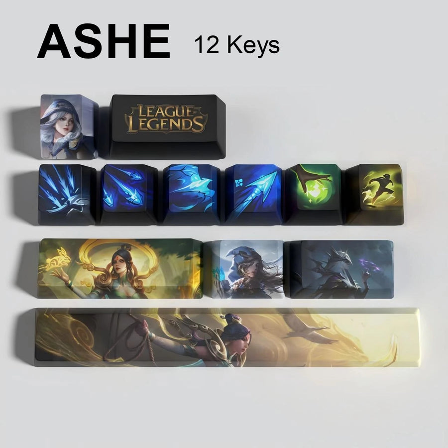 League of Legends Ashe keycaps, 12-key custom keycap set.