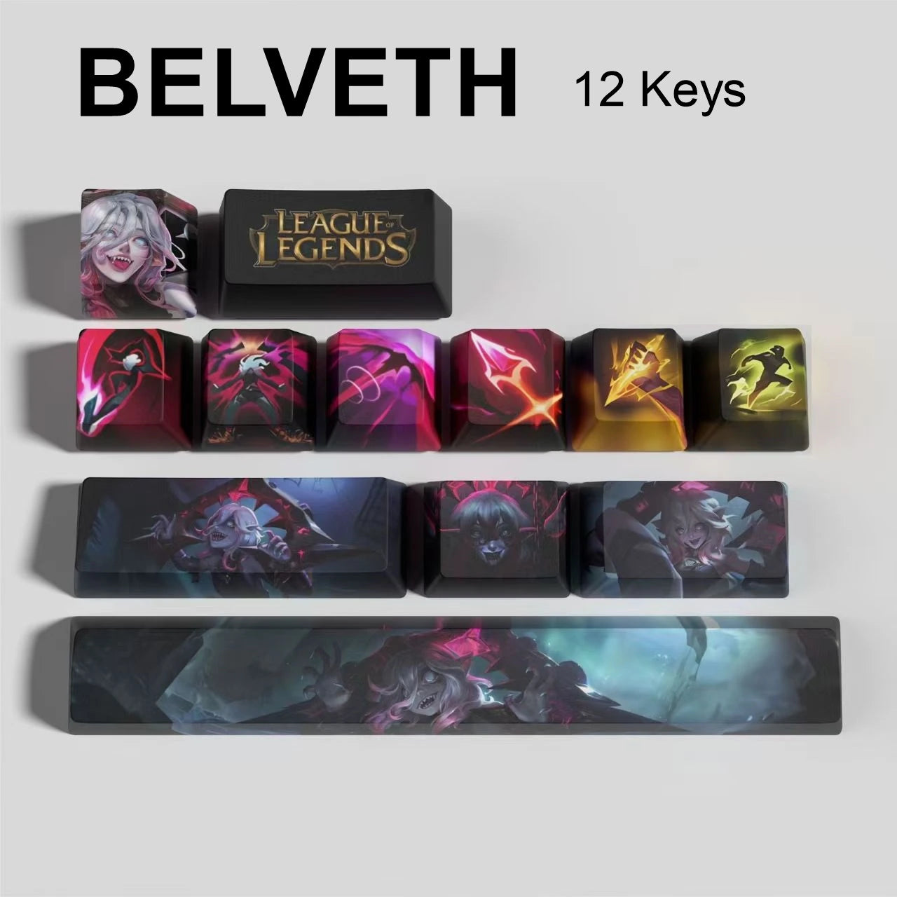 League of Legends Bel'Veth keycaps, 12-key custom keycap set.
