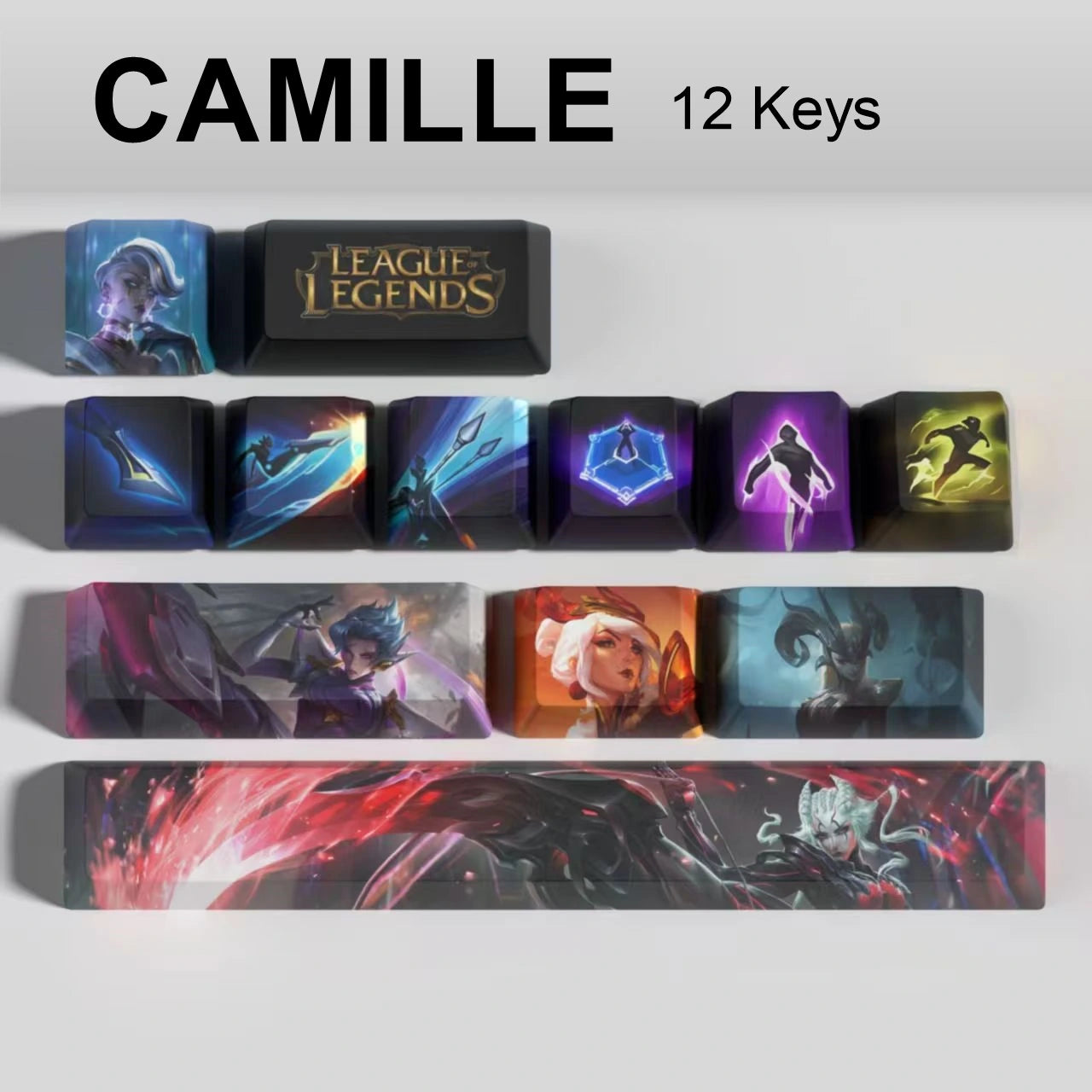 League of Legends Camille keycaps, 12-key custom keycap set.