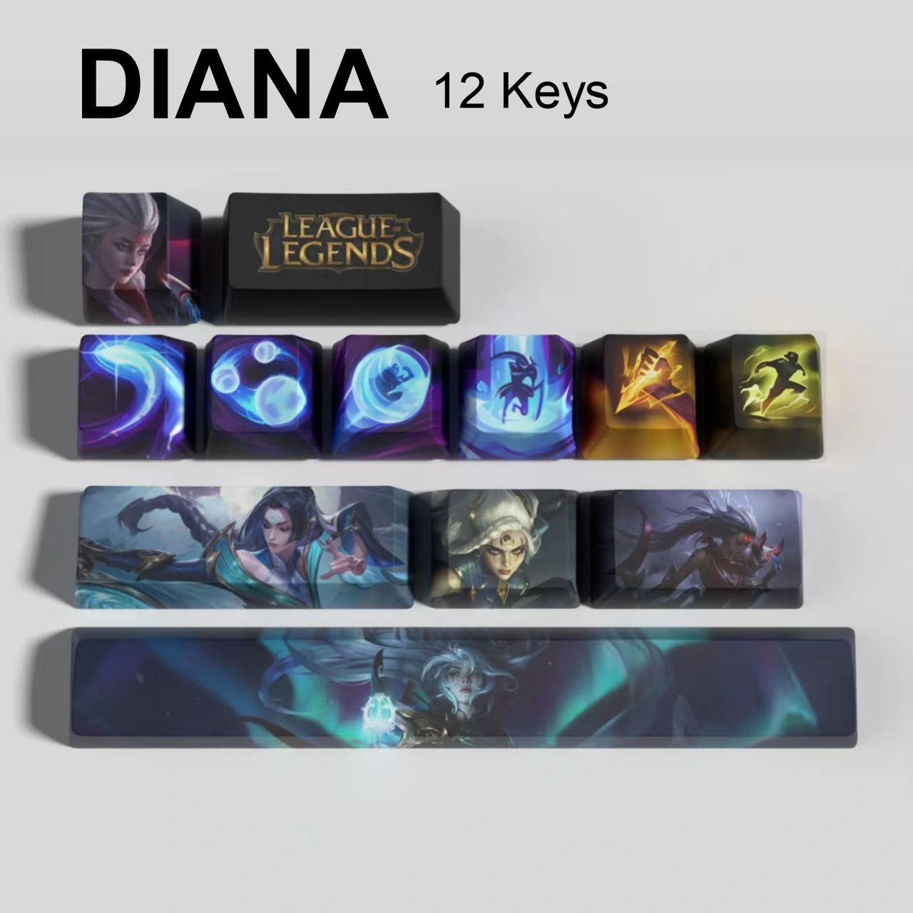 League of Legends Diana keycaps, 12-key custom keycap set.
