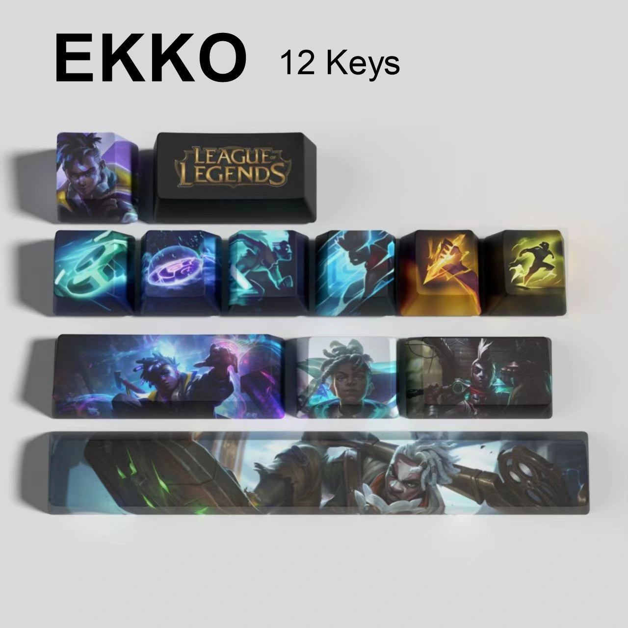 League of Legends Ekko keycaps, 12-key custom keycap set.