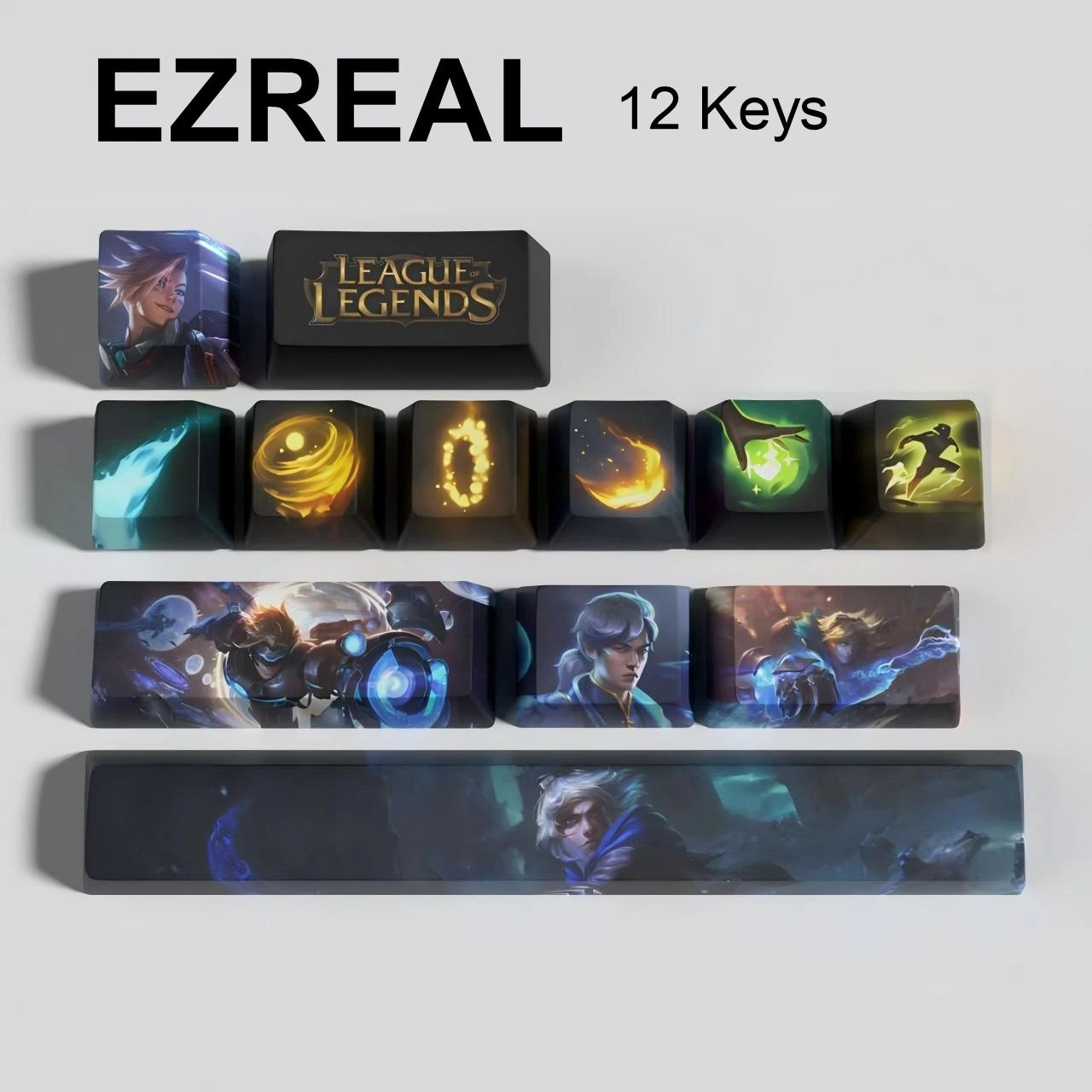 League of Legends Ezreal keycaps, 12-key custom keycap set.