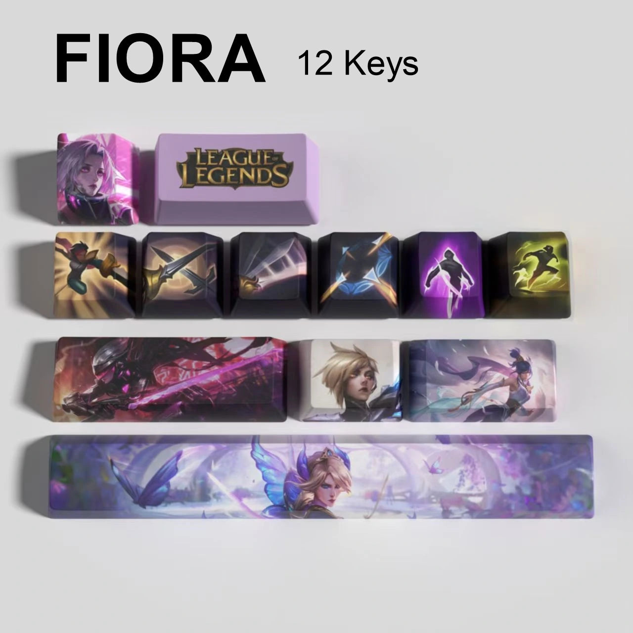 League of Legends Fiora keycaps, 12-key custom keycap set.