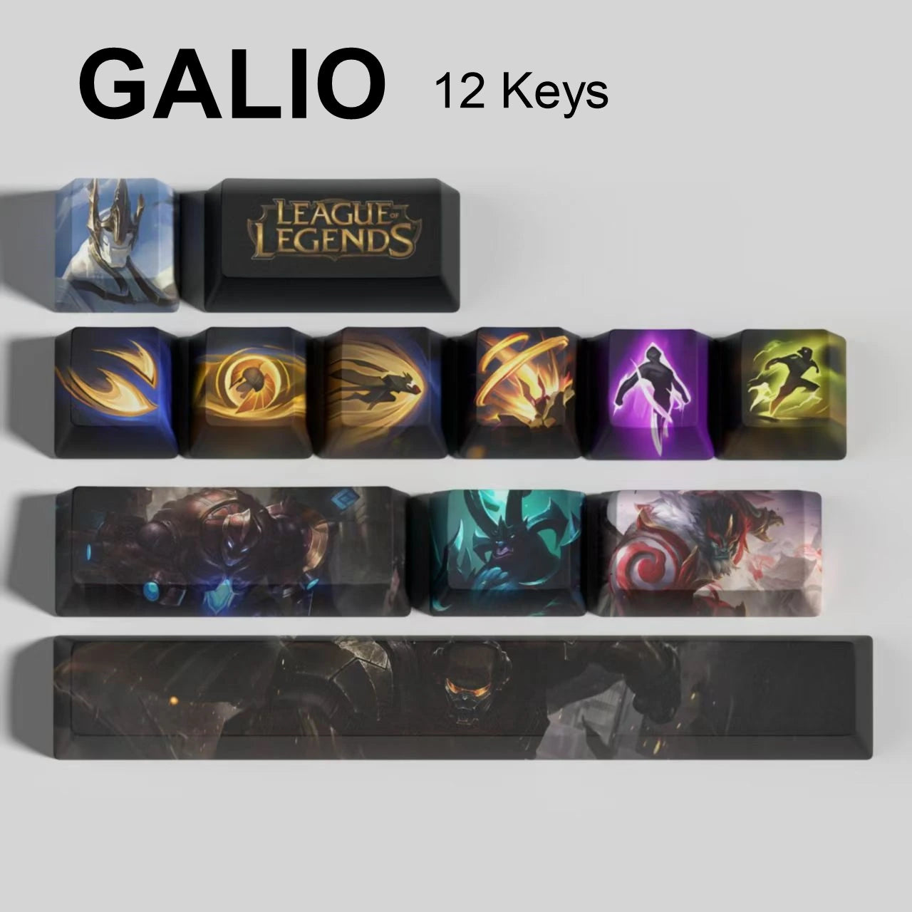 League of Legends Galio keycaps, 12-key custom keycap set.
