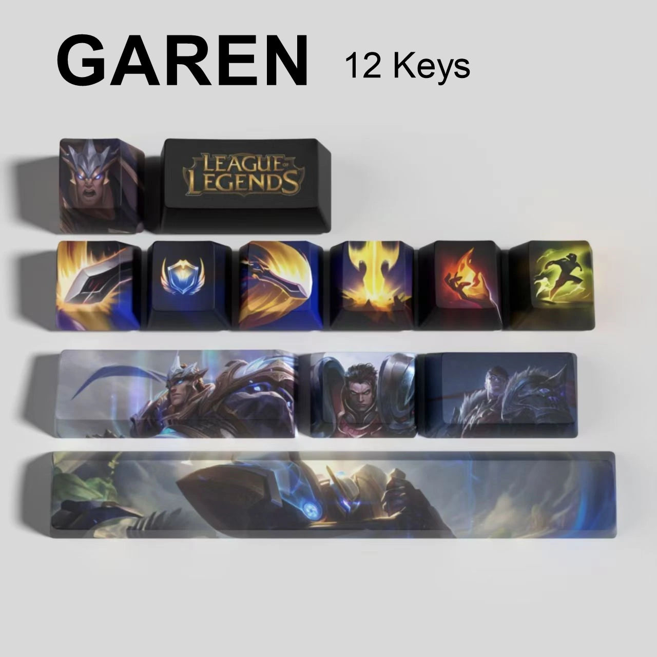 League of Legends Garen keycaps, 12-key custom keycap set.