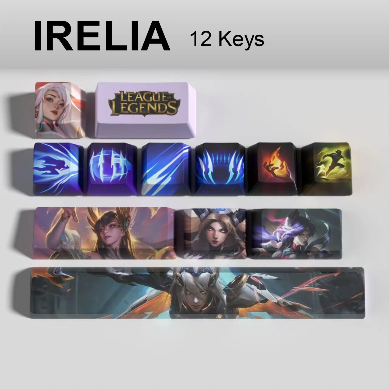 League of Legends Irelia keycaps, 12-key custom keycap set.