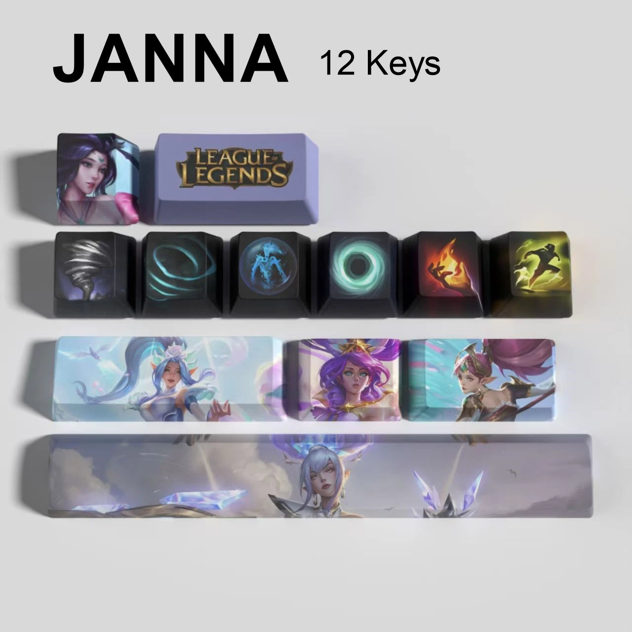 League of Legends Janna keycaps, 12-key custom keycap set.