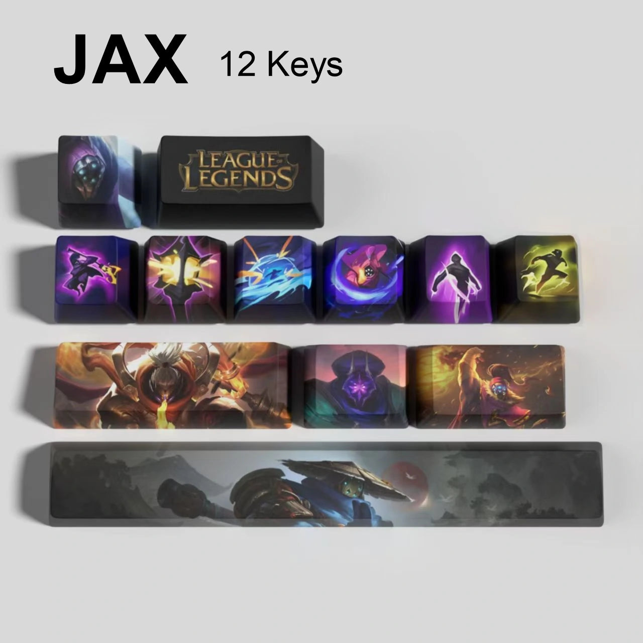 League of Legends Jax keycaps, 12-key custom keycap set.