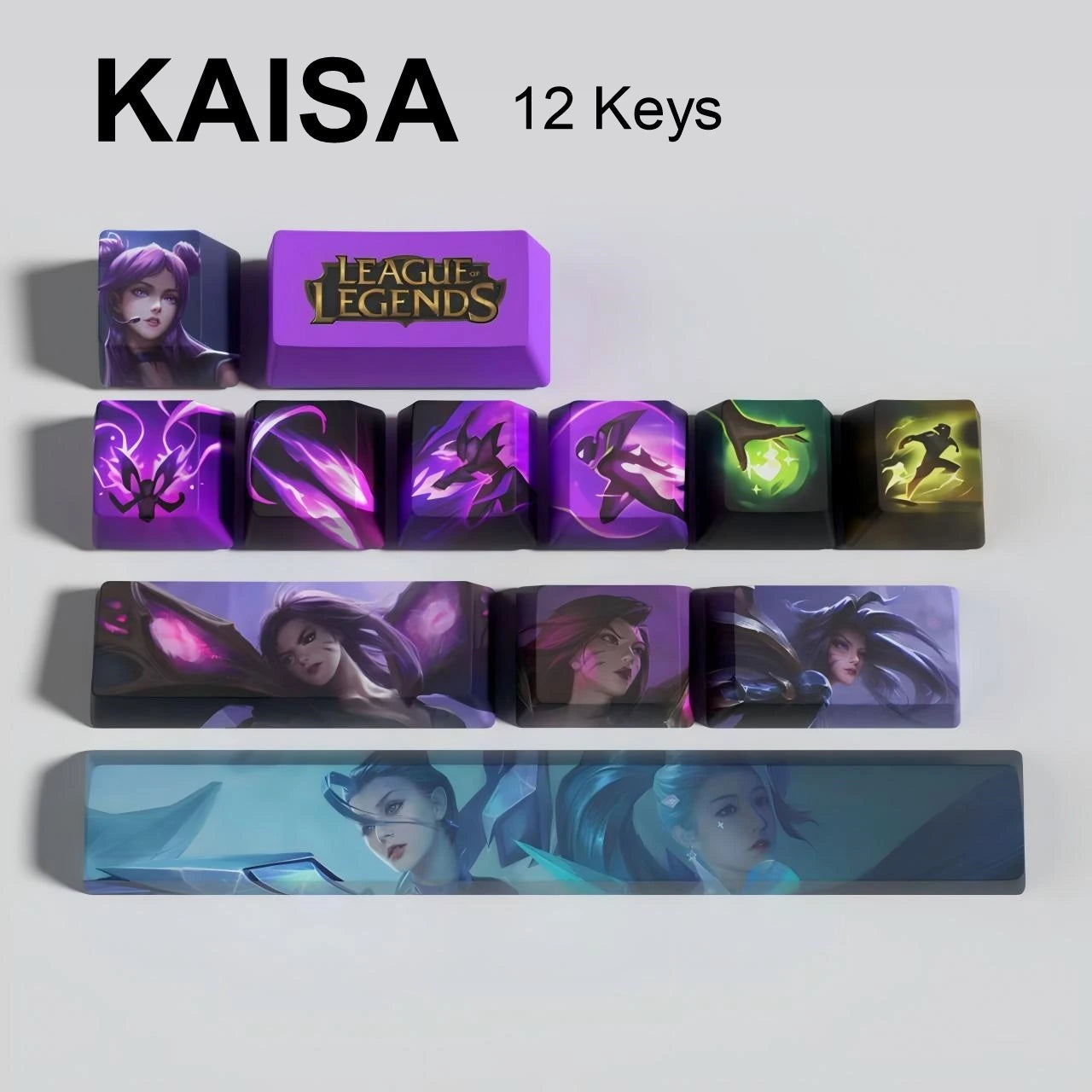 League of Legends Kai'Sa keycaps, 12-key custom keycap set.