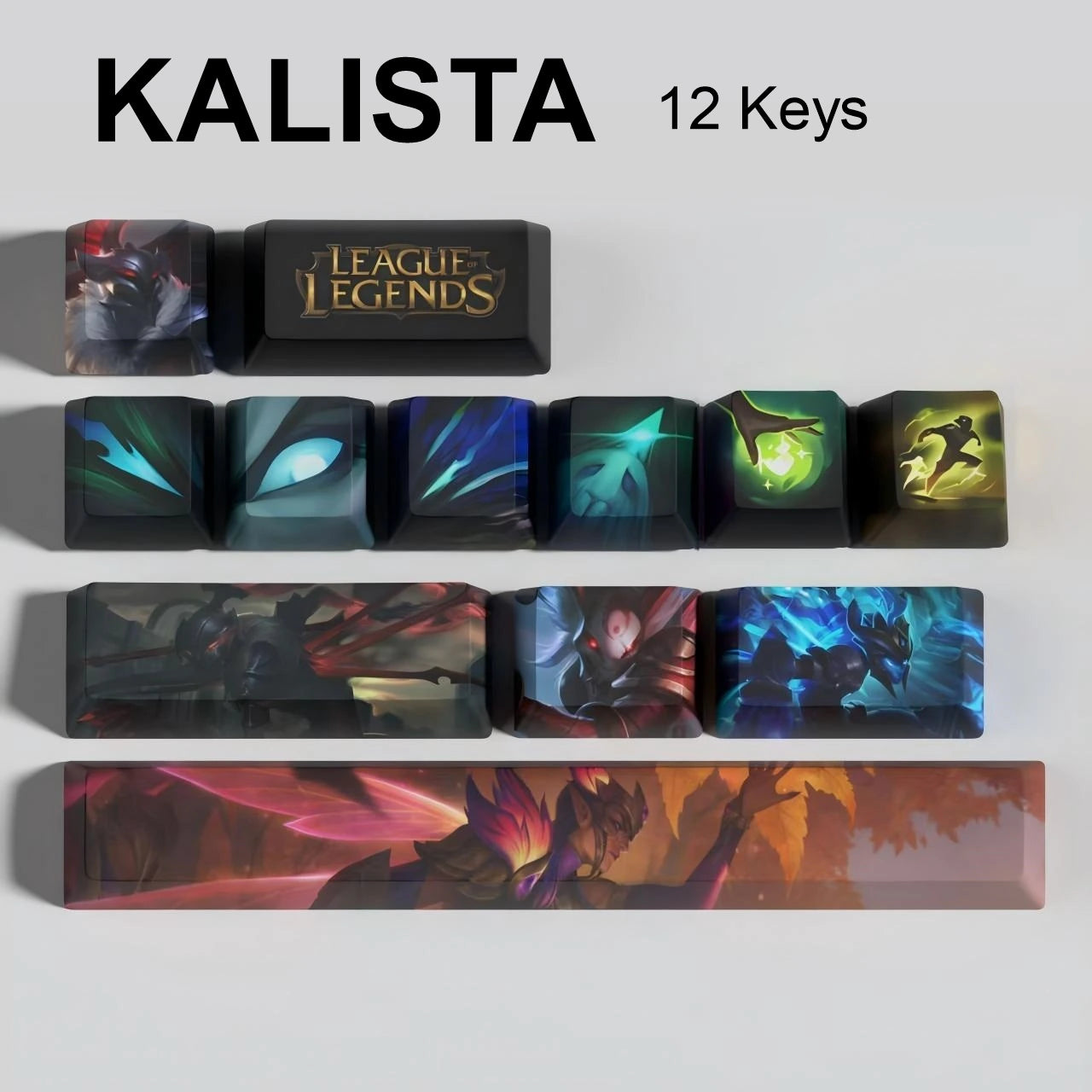 League of Legends Kalista keycaps, 12-key custom keycap set.