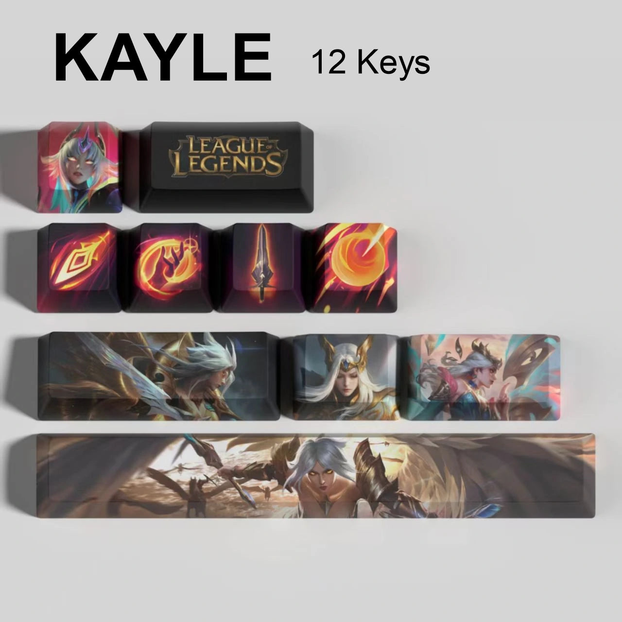 League of Legends Kayle keycaps, 12-key custom keycap set.