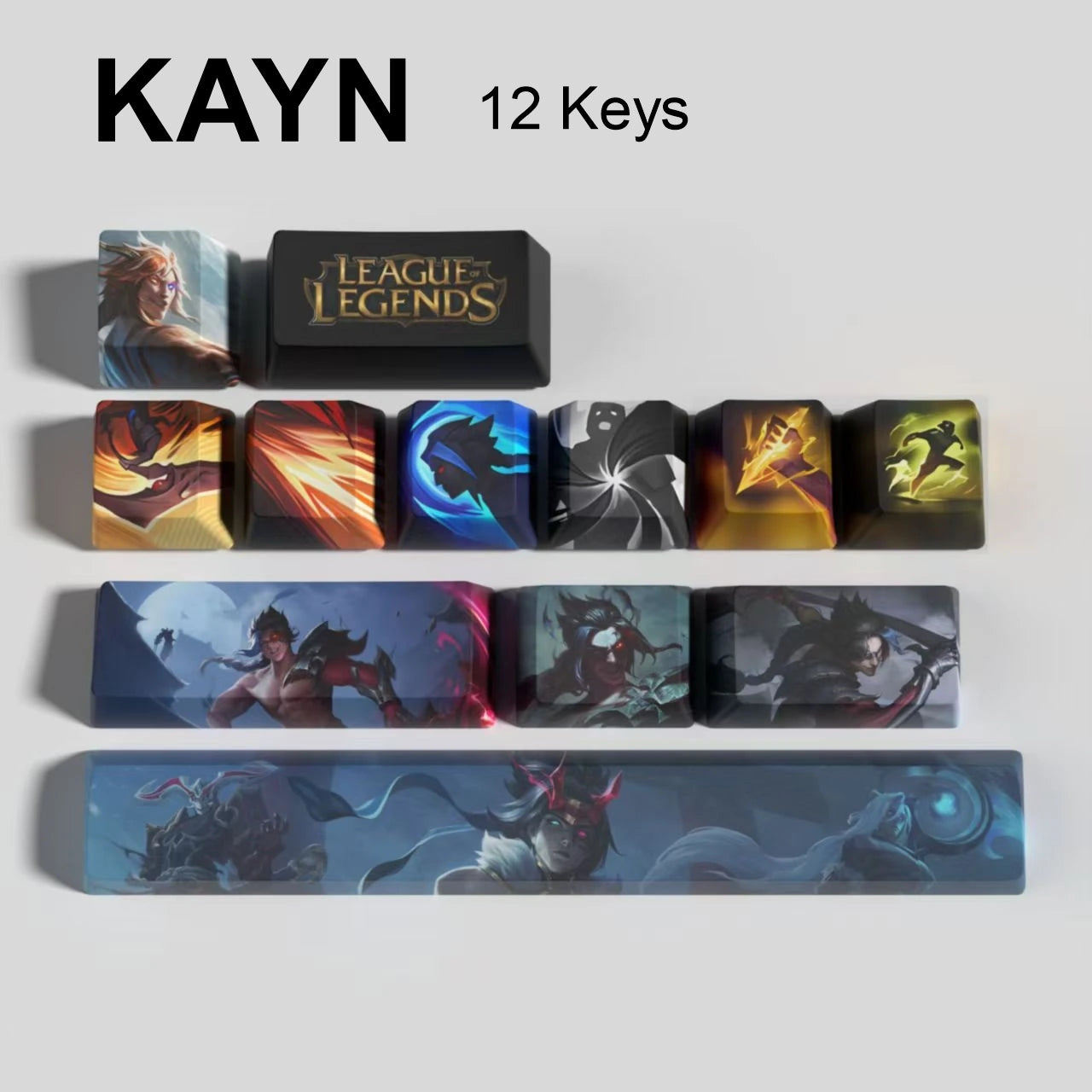 League of Legends Kayn keycaps, 12-key custom keycap set.