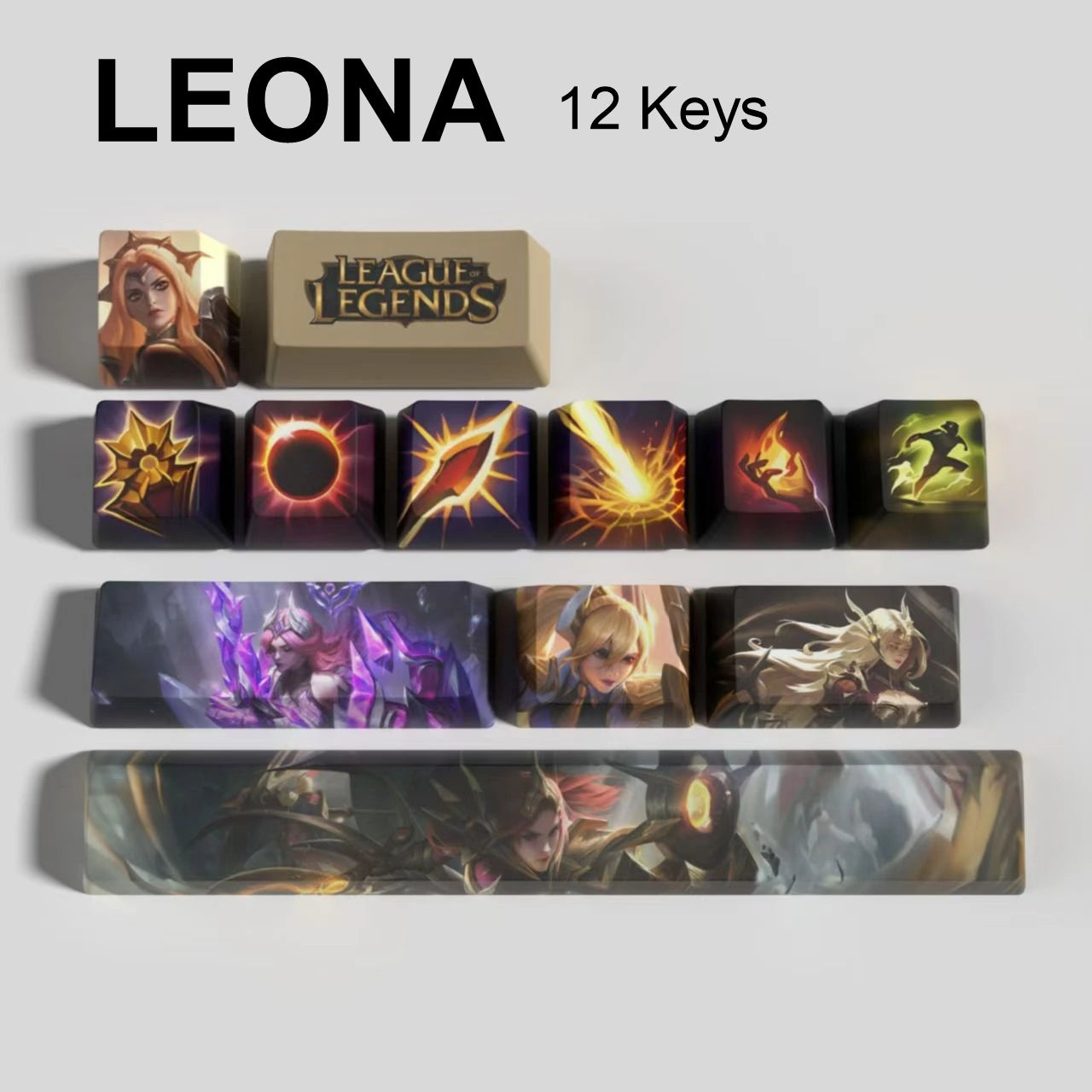 League of Legends Leona keycaps, 12-key custom keycap set.