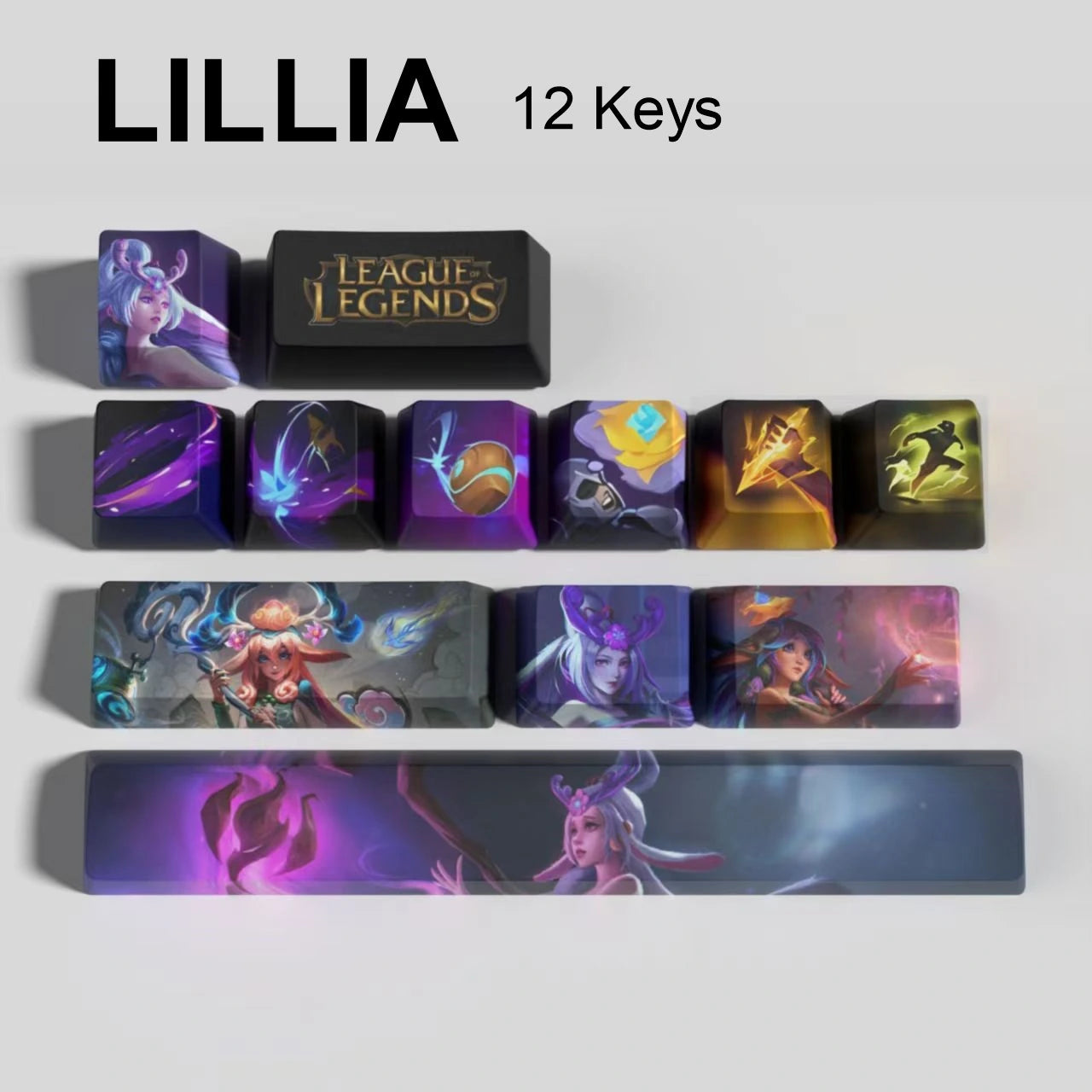 League of Legends Lillia keycaps, 12-key custom keycap set.