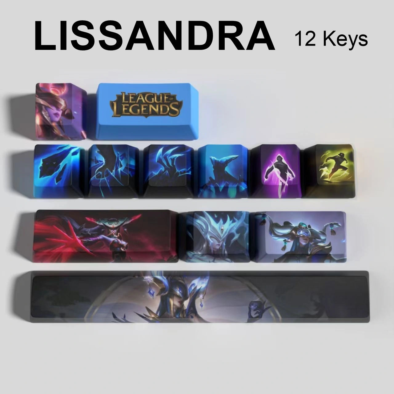 League of Legends Lissandra keycaps, 12-key custom keycap set.