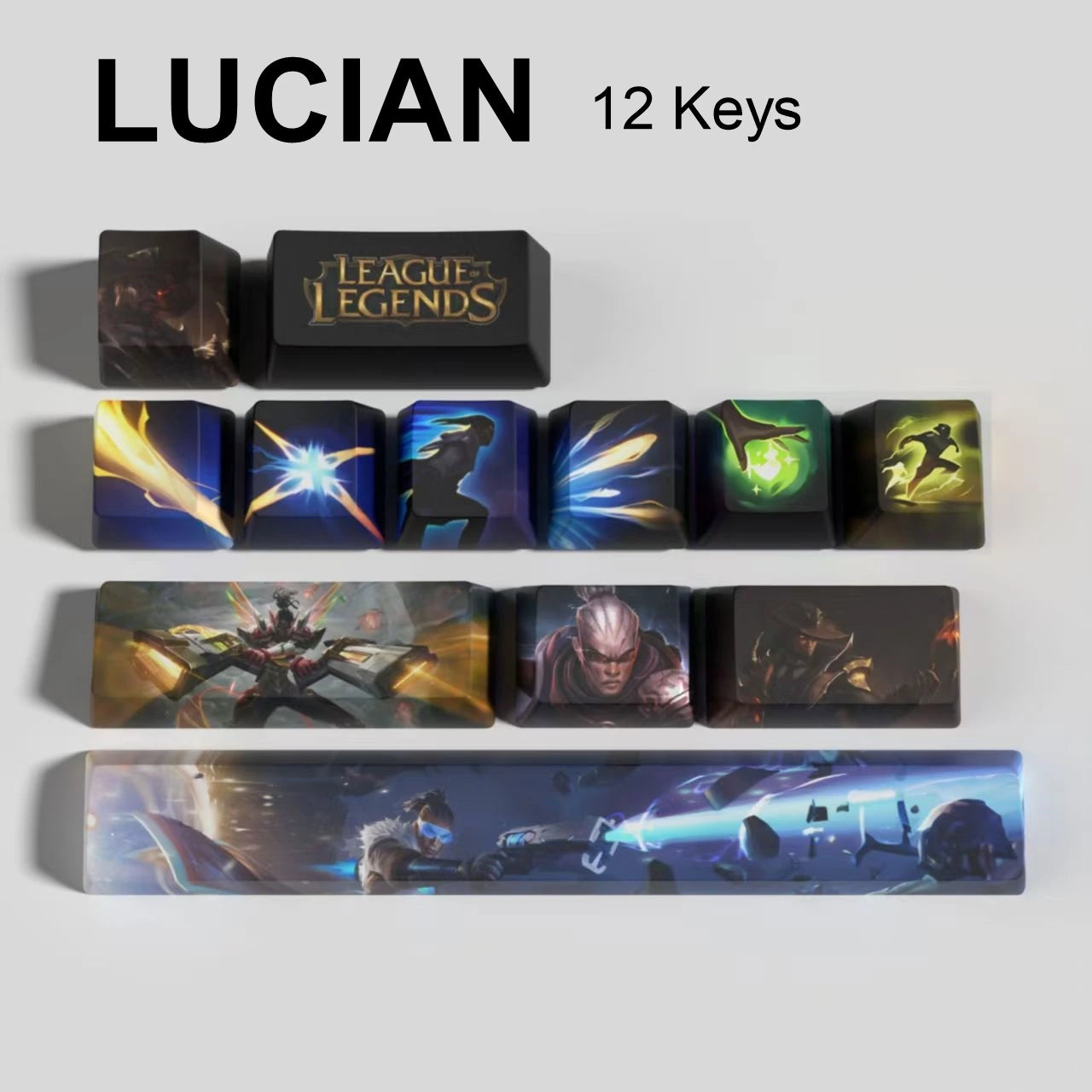 League of Legends Lucian keycaps, 12-key custom keycap set.