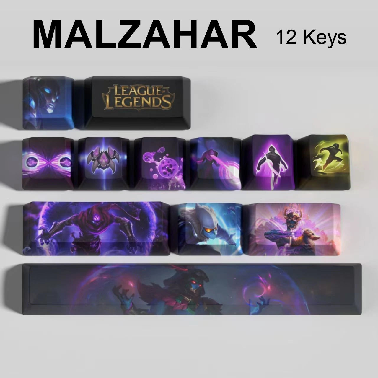 League of Legends Malzahar keycaps, 12-key custom keycap set.