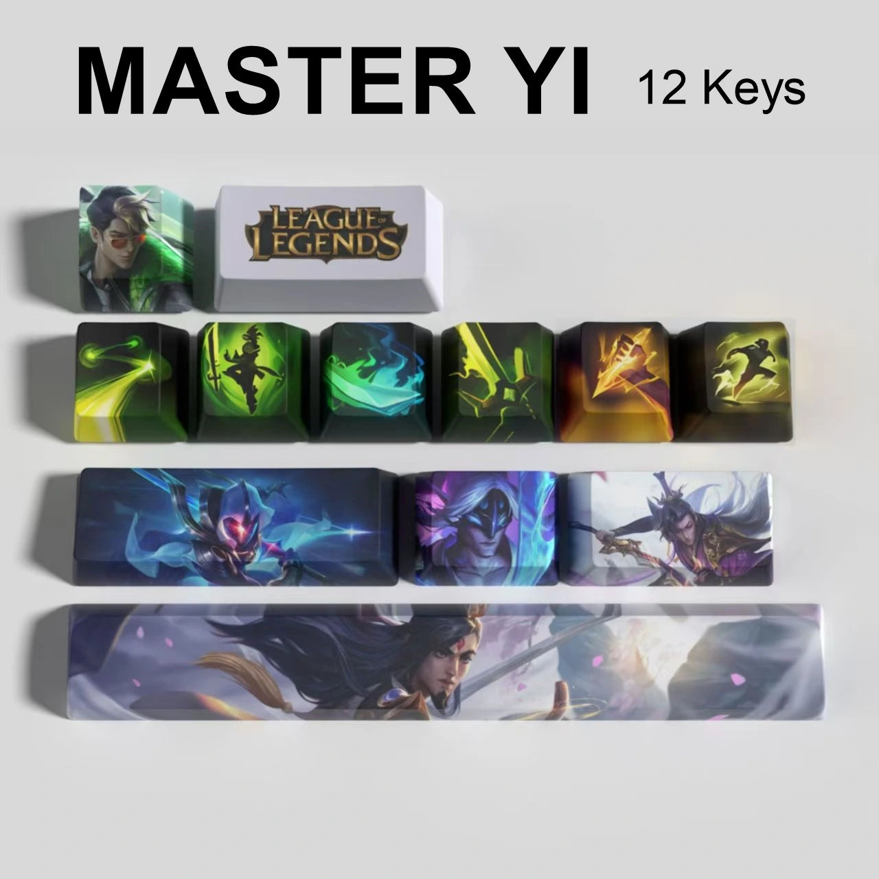 League of Legends Master Yi keycaps, 12-key custom keycap set.