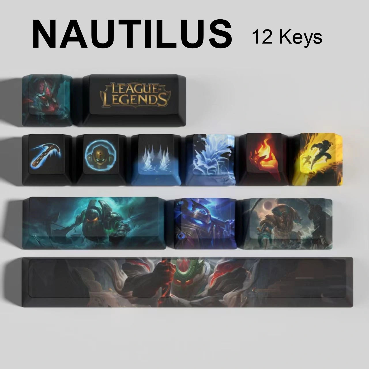 League of Legends Nautilus keycaps, 12-key custom keycap set.