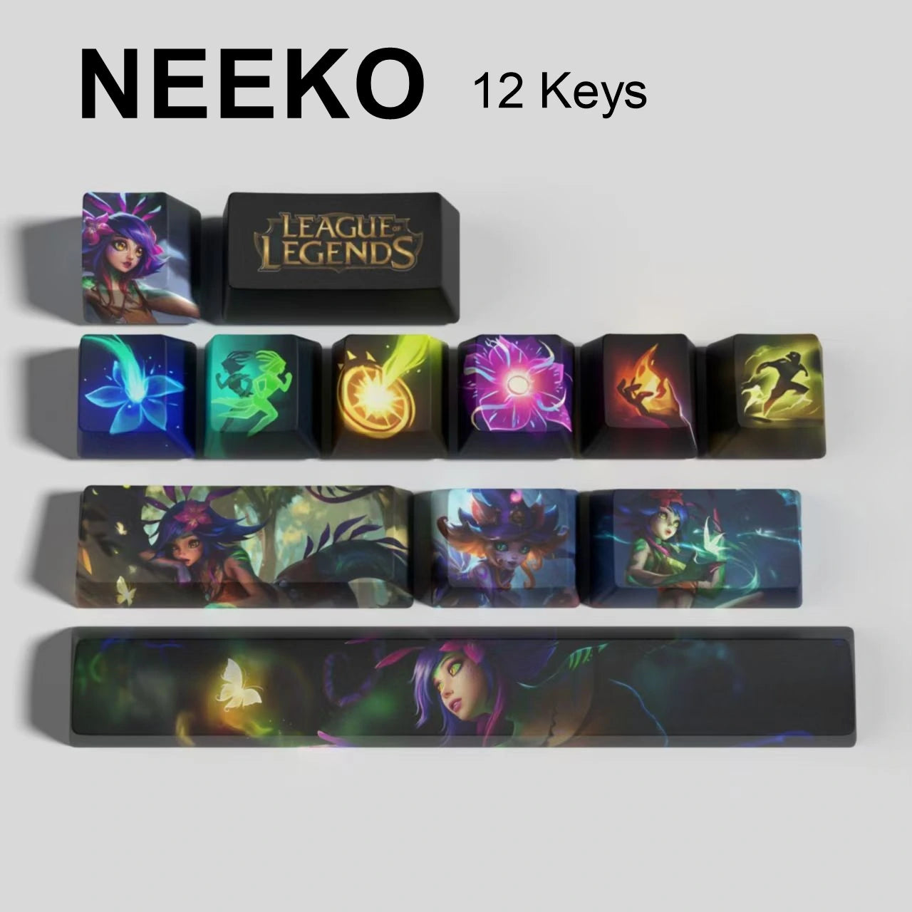 League of Legends Neeko keycaps, 12-key custom keycap set.