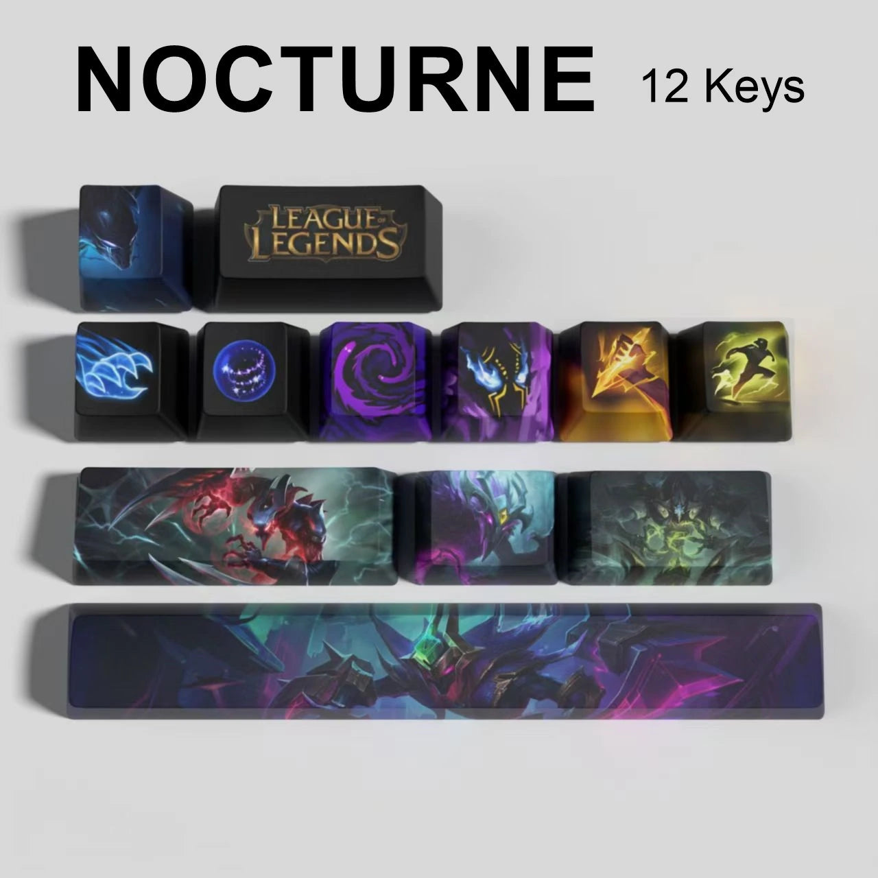 League of Legends Nocturne keycaps, 12-key custom keycap set.