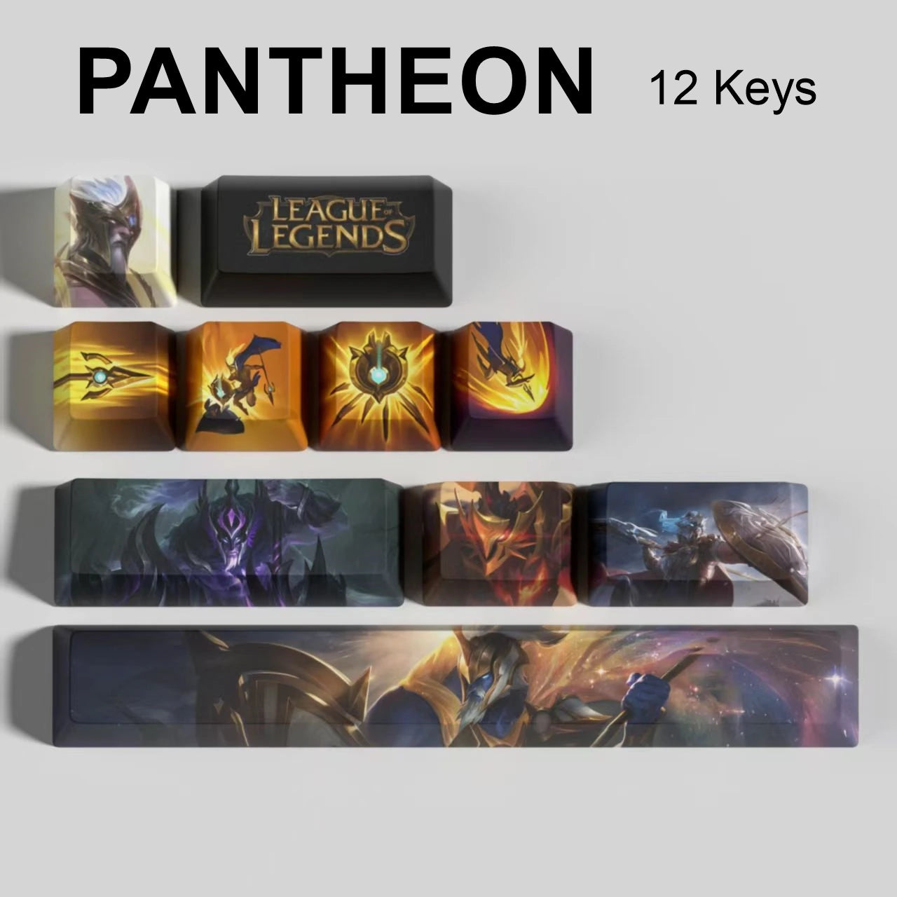 League of Legends Pantheon keycaps, 12-key custom keycap set.