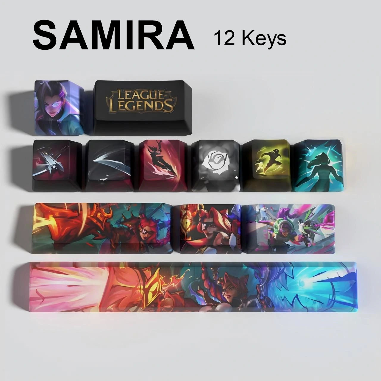League of Legends Samira keycaps, 12-key custom keycap set.