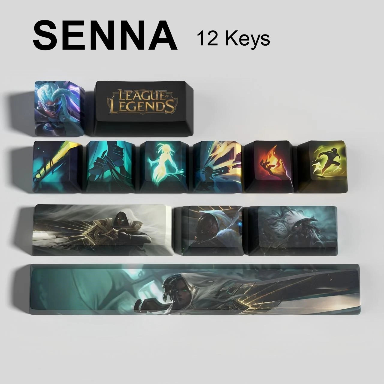 League of Legends Senna keycaps, 12-key custom keycap set.