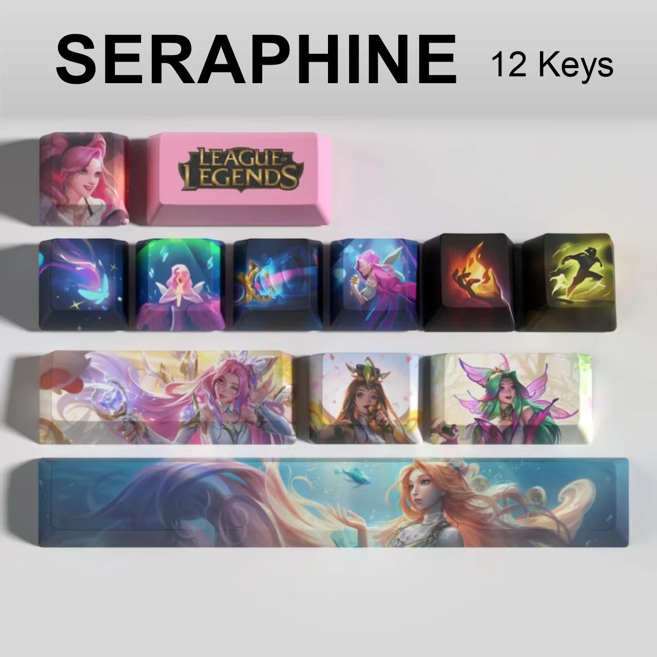 League of Legends Seraphine keycaps, 12-key custom keycap set.