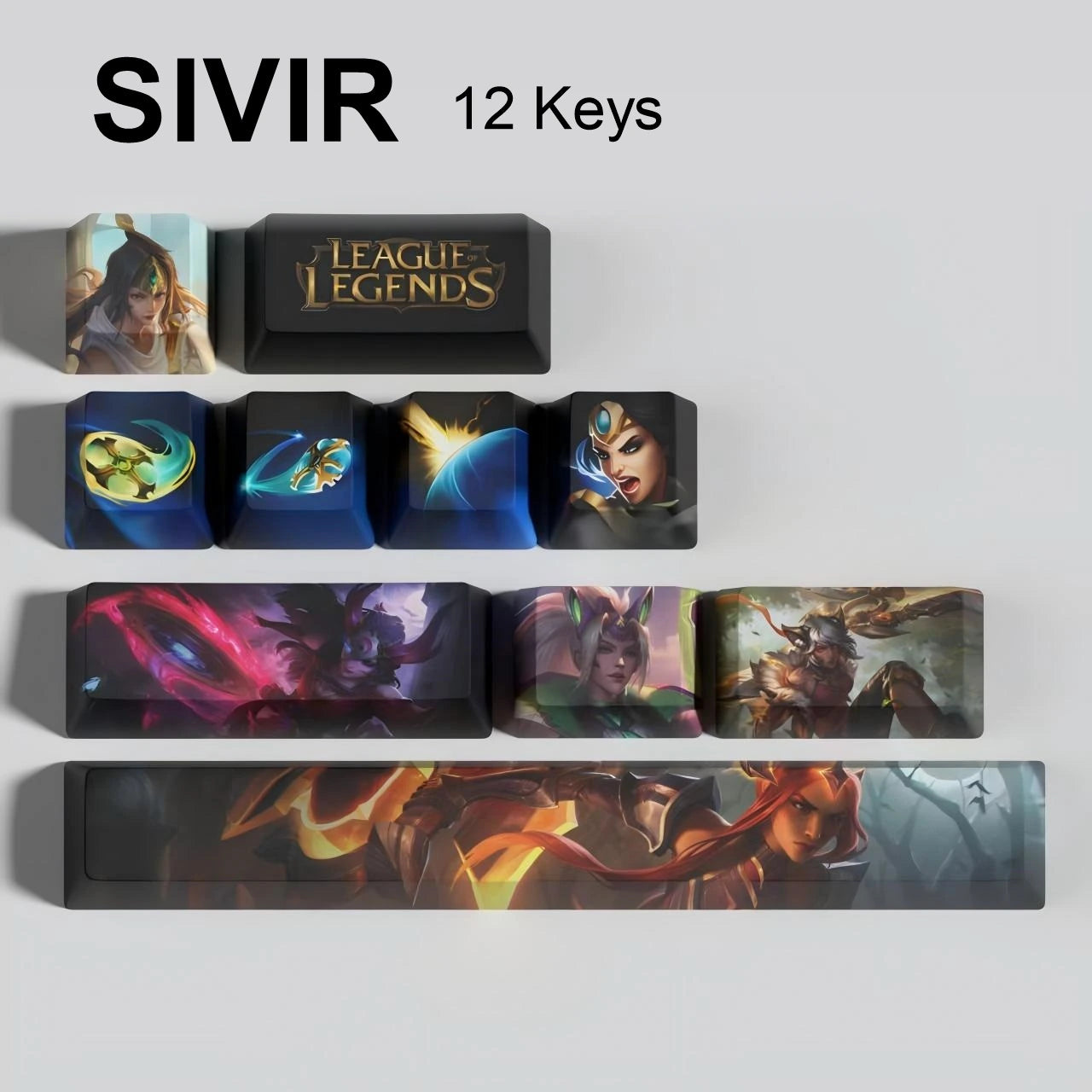 League of Legends Sivir keycaps, 12-key custom keycap set.