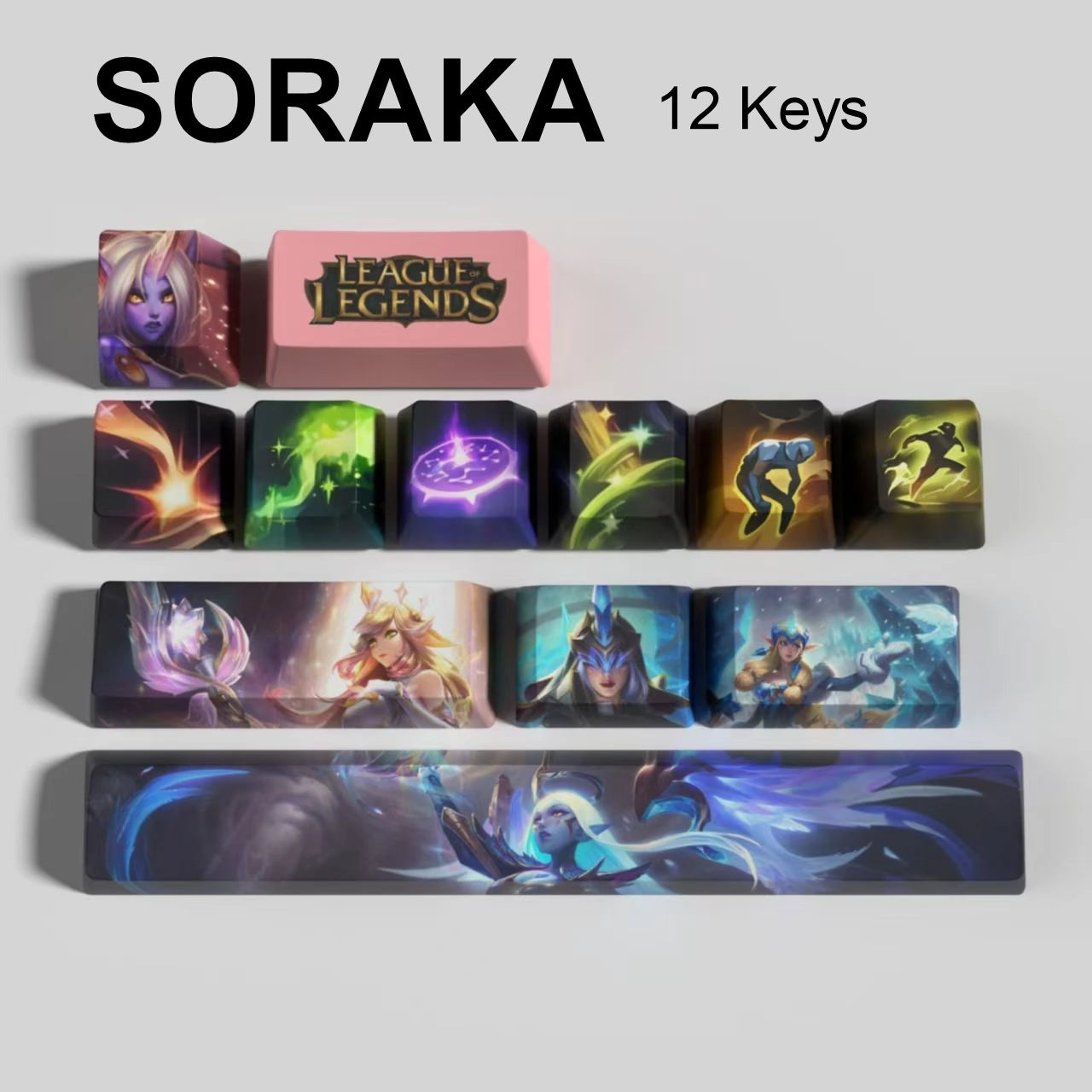 League of Legends Soraka keycaps, 12-key custom keycap set.